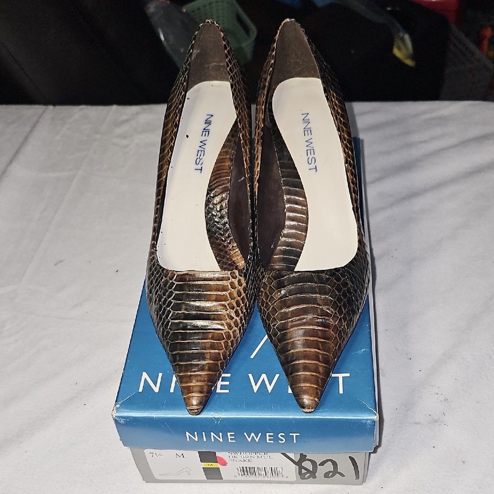 Nine West Brown Snakeskin Women's Heels Size 7 1/2